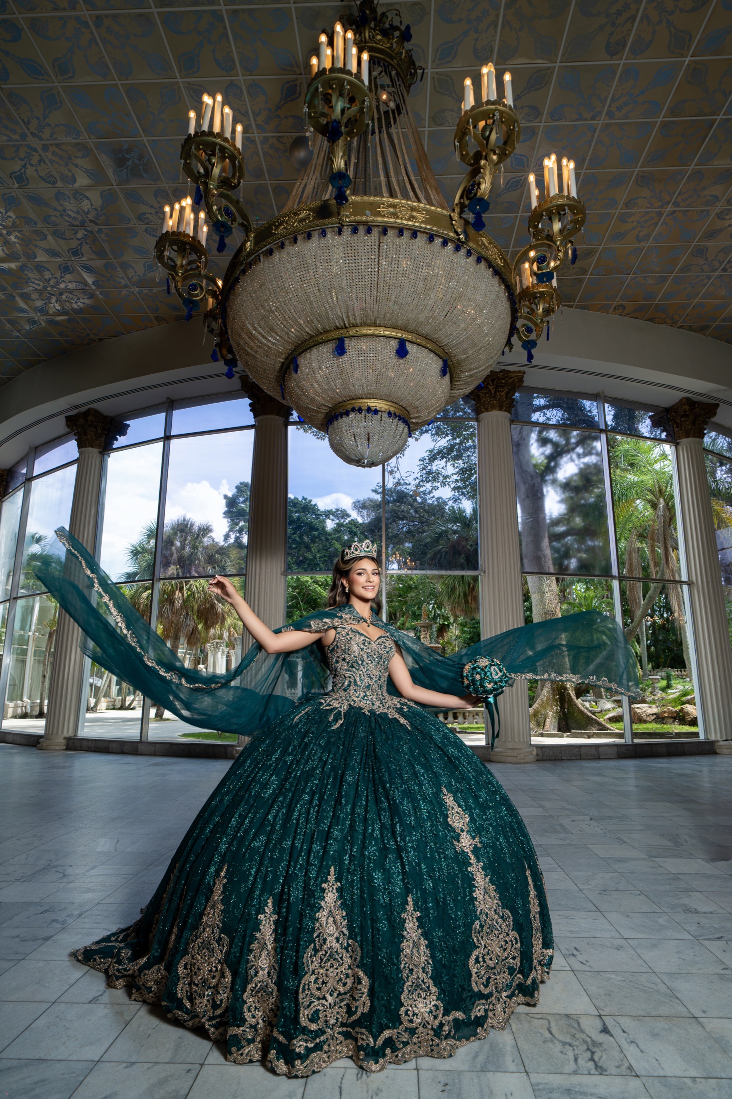 Emerald gown portrait